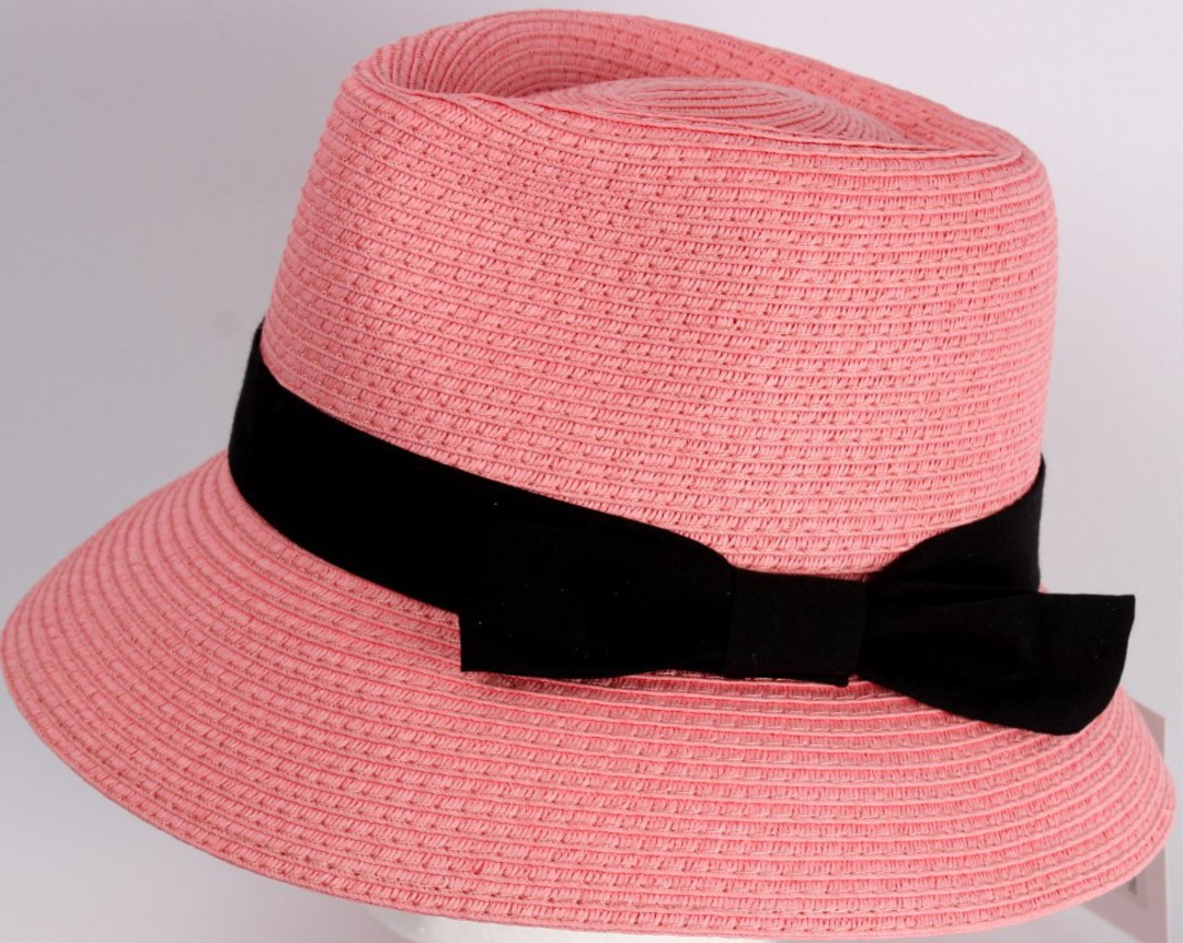 HEAD START Fedora shaped crown black band and bow downturn pink Style: HS/1418/PINK image 0